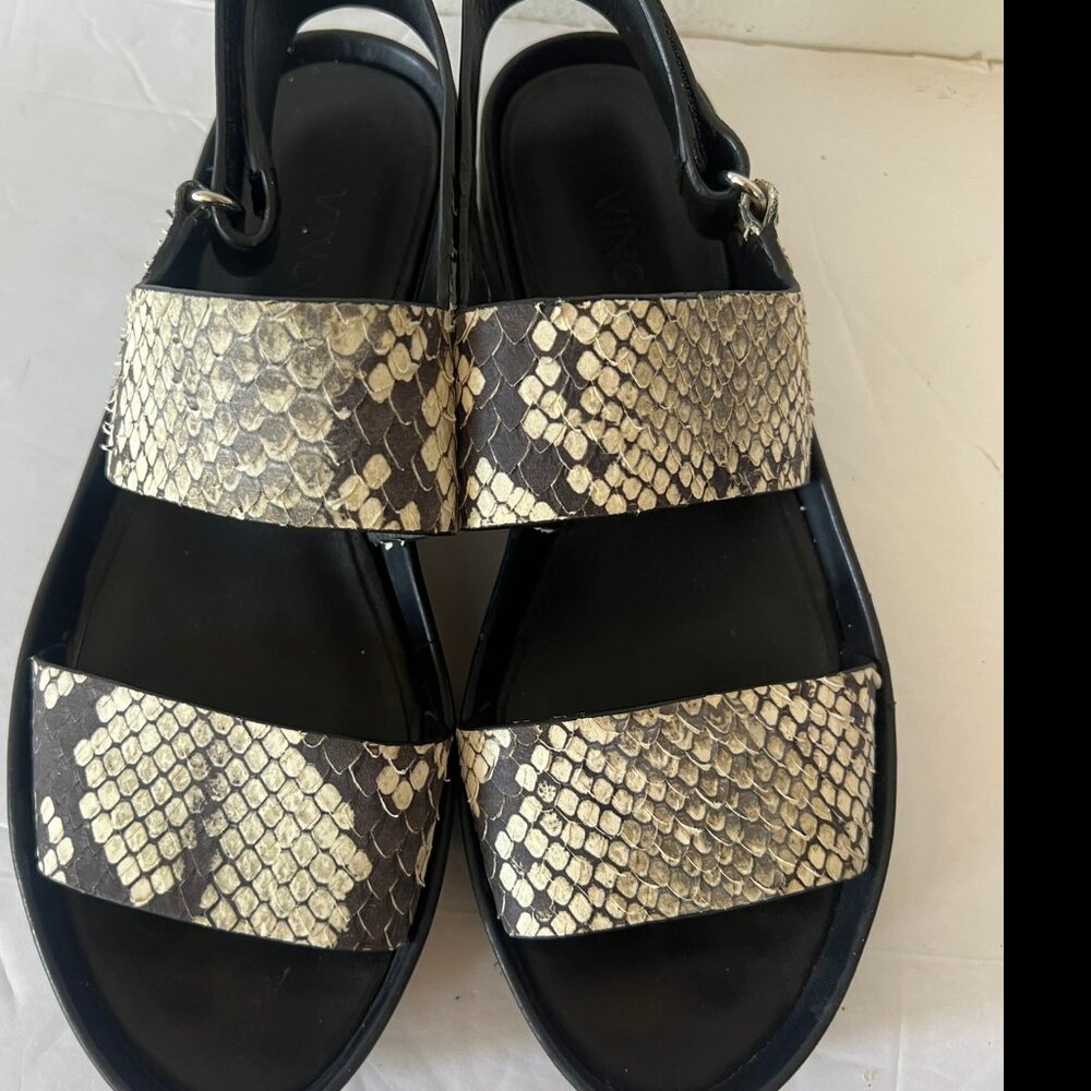 VINCE MARETT SNAKE EMBOSSED WEDGE SANDAL SIZE 7 US